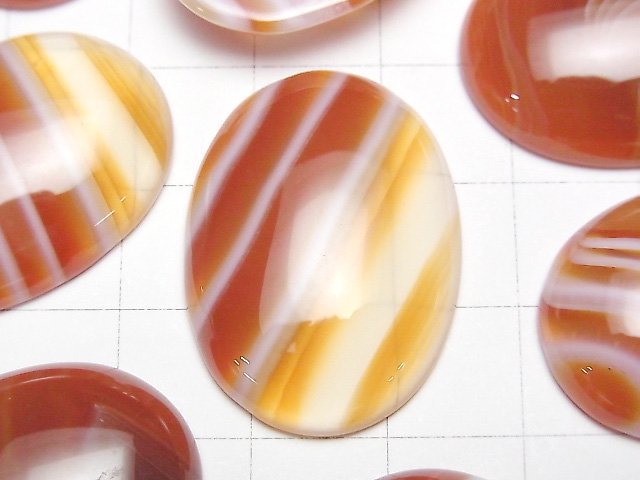 [Video] Carnelian, Sardonyx Oval Cabochon 30x22mm 2pcs