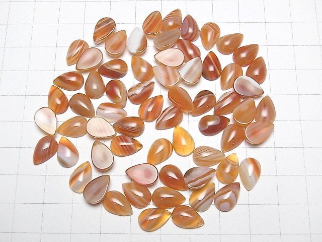 [Video] Carnelian, Sardonyx Pear shape Cabochon 12x8mm 5pcs