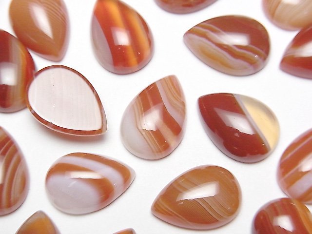 [Video] Carnelian, Sardonyx Pear shape Cabochon 14x10mm 5pcs