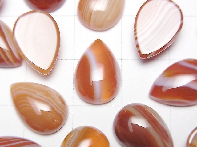[Video] Carnelian, Sardonyx Pear shape Cabochon 14x10mm 5pcs
