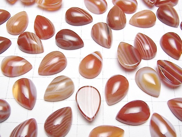 [Video] Carnelian, Sardonyx Pear shape Cabochon 14x10mm 5pcs