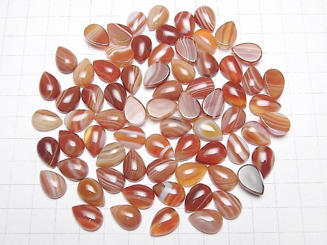 [Video] Carnelian, Sardonyx Pear shape Cabochon 14x10mm 5pcs