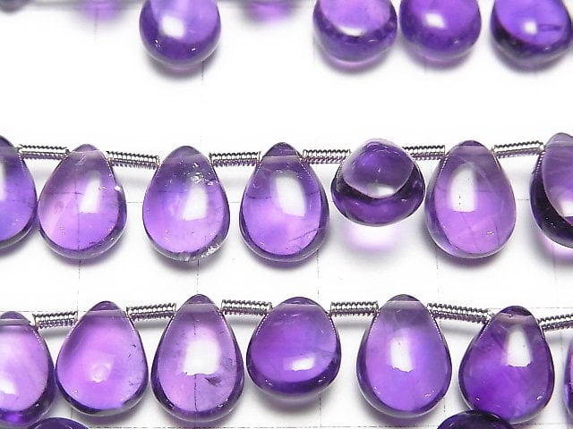 [Video] High Quality Amethyst AAA Pear shape (Smooth) [Light color] half or 1strand beads (aprx.7inch / 18cm)