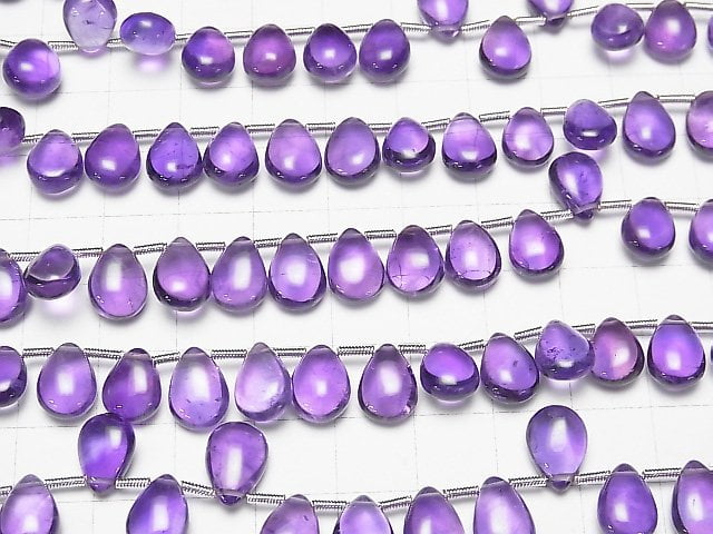 [Video] High Quality Amethyst AAA Pear shape (Smooth) [Light color] half or 1strand beads (aprx.7inch / 18cm)