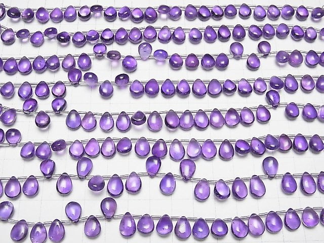 [Video] High Quality Amethyst AAA Pear shape (Smooth) [Light color] half or 1strand beads (aprx.7inch / 18cm)