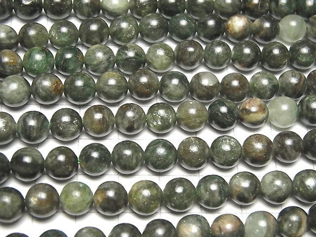 [Video] Green Mica Round 8mm half or 1strand beads (aprx.15inch / 38cm)