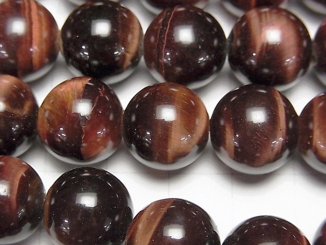 [Video] Red Tiger's Eye AA++ Round 14mm [2mm hole] half or 1strand beads (aprx.15inch / 36cm)