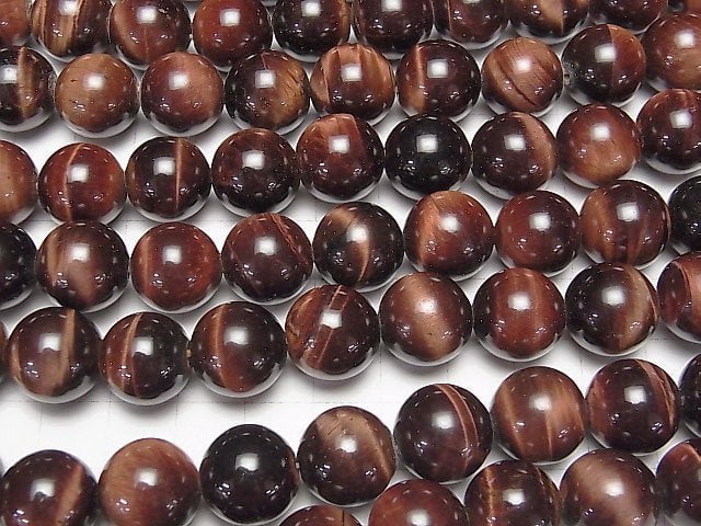 [Video] Red Tiger's Eye AA++ Round 14mm [2mm hole] half or 1strand beads (aprx.15inch / 36cm)