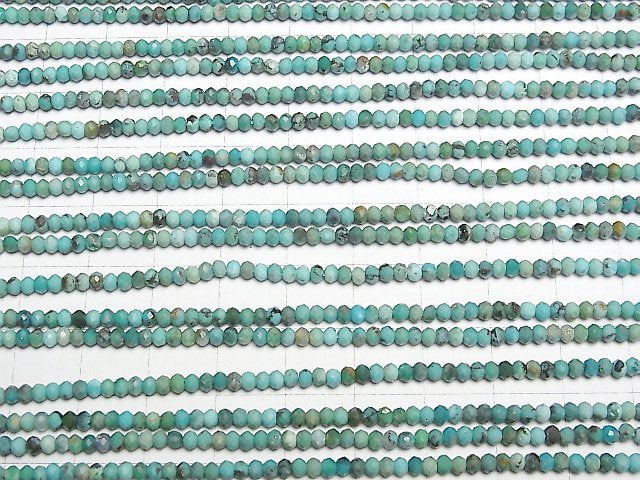 [Video] High Quality! Turquoise AA Faceted Button Roundel 3x3x2mm 1strand beads (aprx.15inch / 37cm)