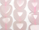 [Video] Rose Quartz AA+ Vertical Hole Heart 14x14x6mm half or 1strand beads (aprx.14inch / 35cm)
