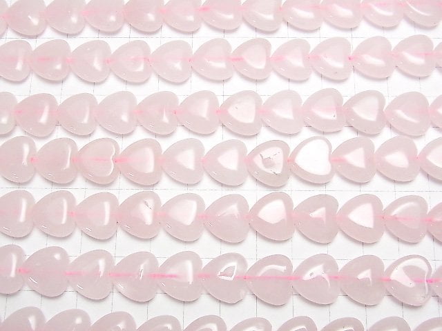 [Video] Rose Quartz AA+ Vertical Hole Heart 14x14x6mm half or 1strand beads (aprx.14inch / 35cm)