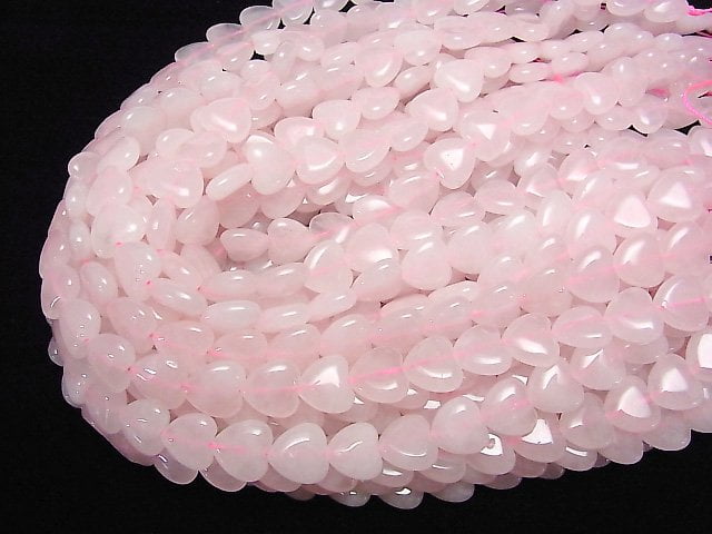 [Video] Rose Quartz AA+ Vertical Hole Heart 14x14x6mm half or 1strand beads (aprx.14inch / 35cm)
