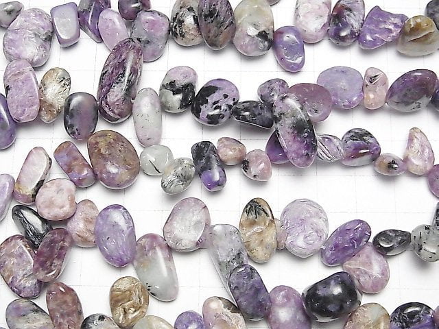 [Video] Charoite AA Flat Nugget Top Side Drilled Hole 1strand beads (aprx.14inch / 35cm)