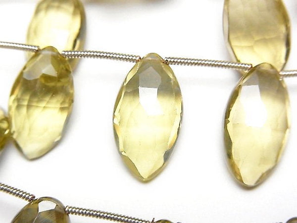 Faceted Briolette, Lemon Quartz, Marquise Gemstone Beads