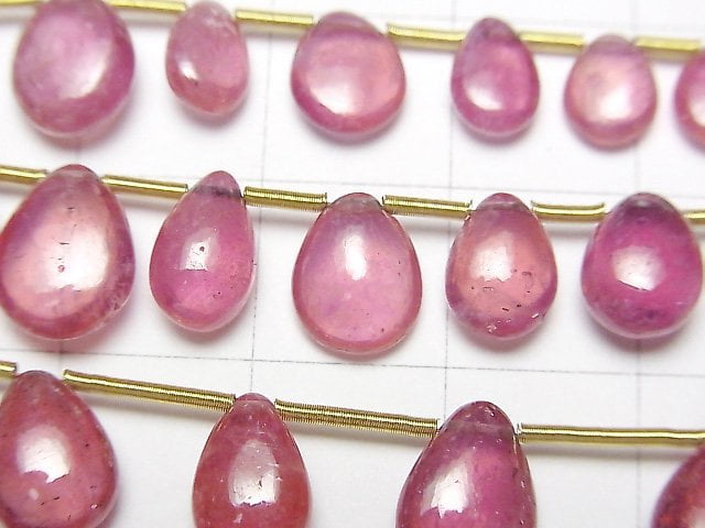 [Video] Pink Sapphire AA++ Pear shape (Smooth) half or 1strand beads (aprx.7inch/18cm)