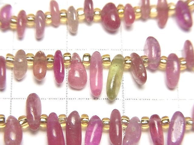 [Video] Multicolor Pink Sapphire AA++ Nugget Top Side Drilled Hole half or 1strand beads (aprx.7inch / 18cm)