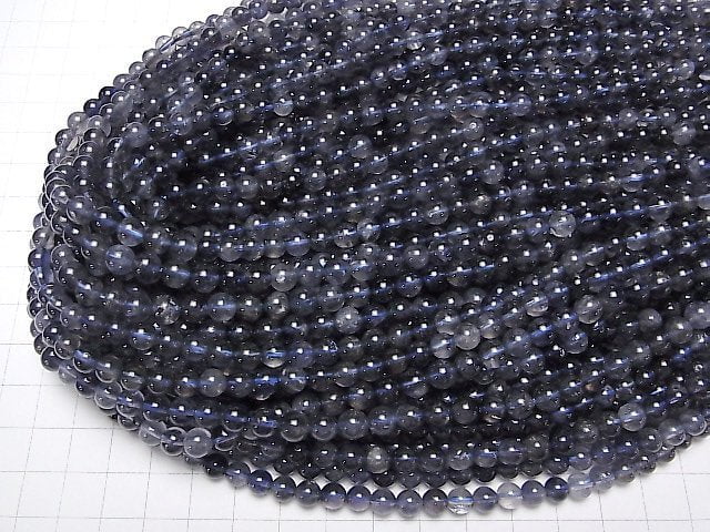 [Video] Iolite AA++ Round 6mm half or 1strand beads (aprx.15inch / 37cm)