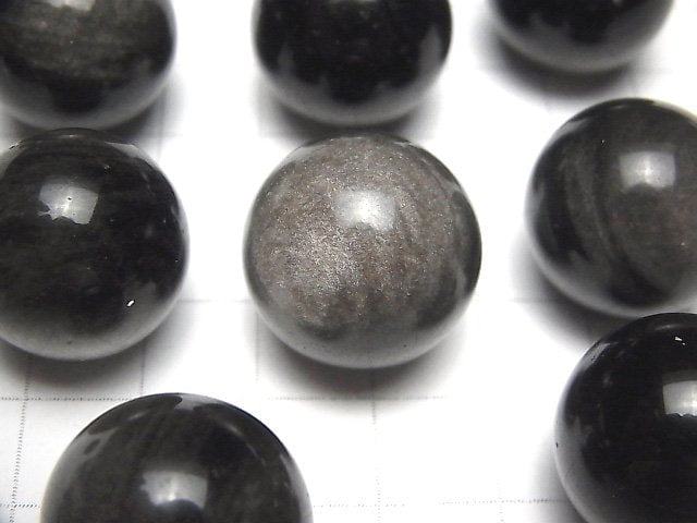 [Video] Silver Obsidian AAA Sphere, Round 20mm 1pc