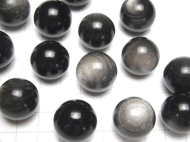 [Video] Silver Obsidian AAA Sphere, Round 20mm 1pc