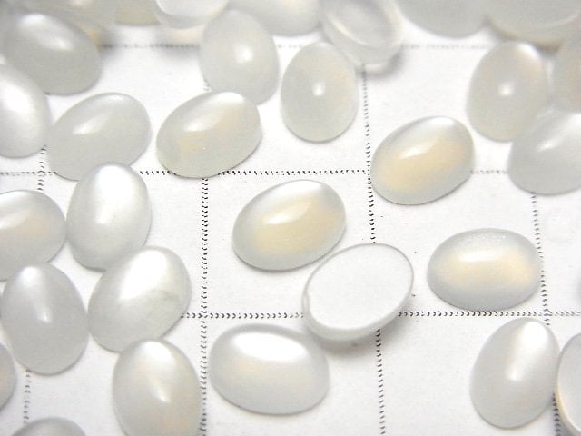 [Video] White Moonstone AAA Oval Cabochon 7x5mm 10pcs