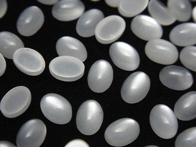 [Video] White Moonstone AAA Oval Cabochon 7x5mm 10pcs