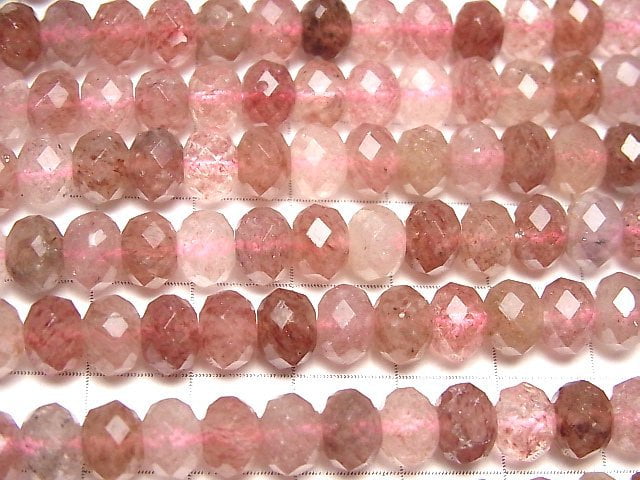 [Video] High Quality! Pink Epidote AA++ Faceted Button Rondelle 8x8x5.5mm half or 1strand beads (aprx.15inch / 37cm)