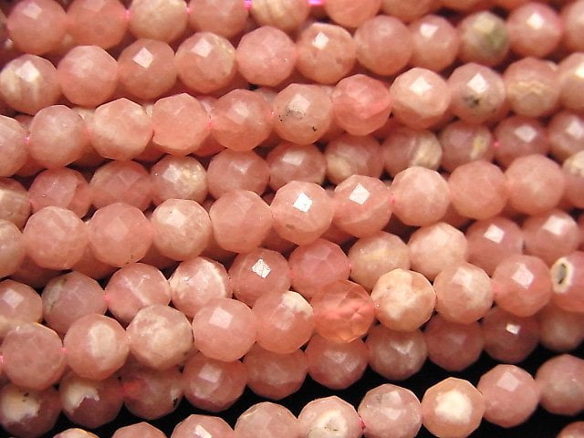 Faceted Round, Rhodochrosite Gemstone Beads