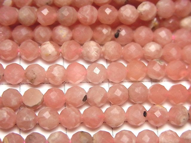 [Video] High Quality! Argentina Rhodochrosite AA+ Faceted Round 5mm 1strand beads (aprx.15inch / 36cm)