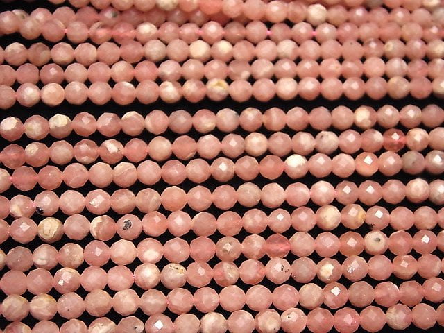 [Video] High Quality! Argentina Rhodochrosite AA+ Faceted Round 5mm 1strand beads (aprx.15inch / 36cm)