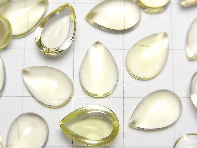 [Video] High Quality Lemon Quartz AAA Pear shape Cabochon 12x8mm 4pcs