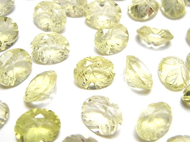 Carving, Lemon Quartz, Oval Gemstone Beads