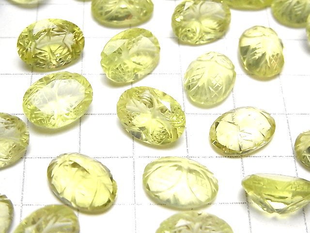 [Video] High Quality Lemon Quartz AAA Carved Oval Faceted 14x10mm 1pc