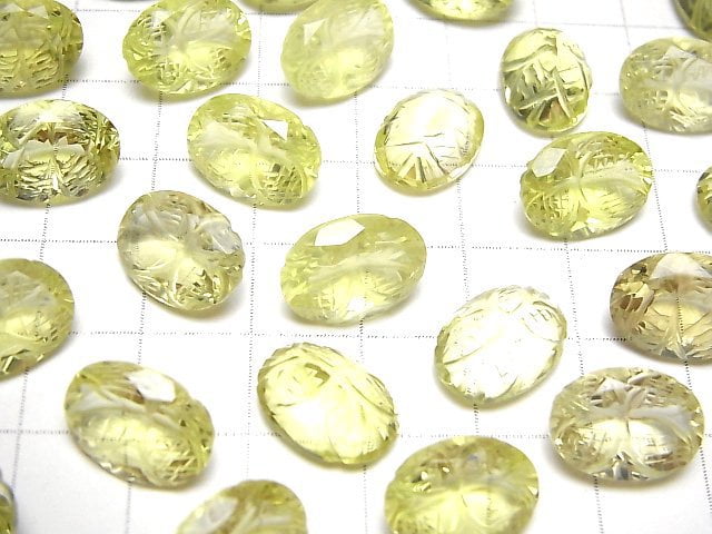 [Video] High Quality Lemon Quartz AAA Carved Oval Faceted 14x10mm 1pc