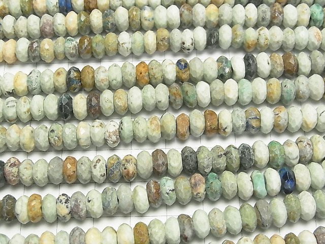 [Video] High Quality! African Turquoise Faceted Button Rondelle 8x8x4mm half or 1strand beads (aprx.15inch / 38cm)