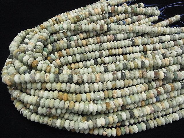 [Video] High Quality! African Turquoise Faceted Button Rondelle 8x8x4mm half or 1strand beads (aprx.15inch / 38cm)