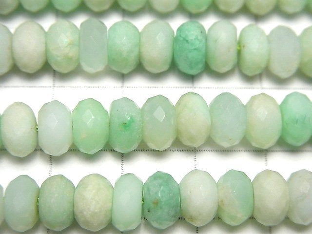 [Video] High Quality! Chrysoprase AA+ Faceted Button Roundel 8x8x5mm half or 1strand beads (aprx.15inch / 38cm)