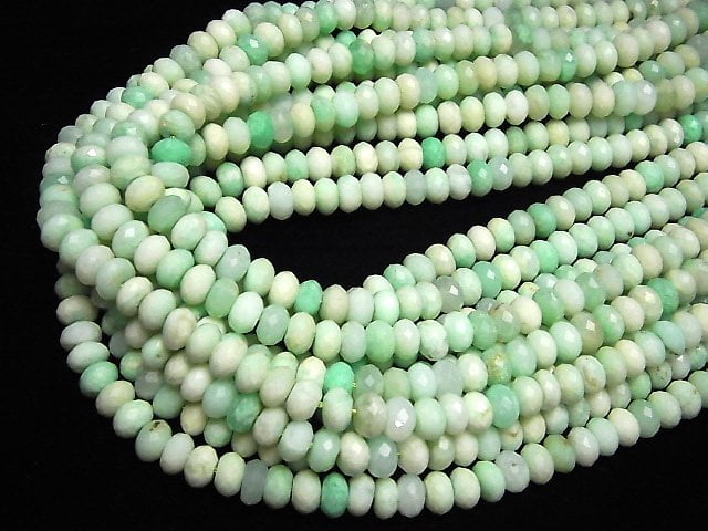 [Video] High Quality! Chrysoprase AA+ Faceted Button Roundel 8x8x5mm half or 1strand beads (aprx.15inch / 38cm)