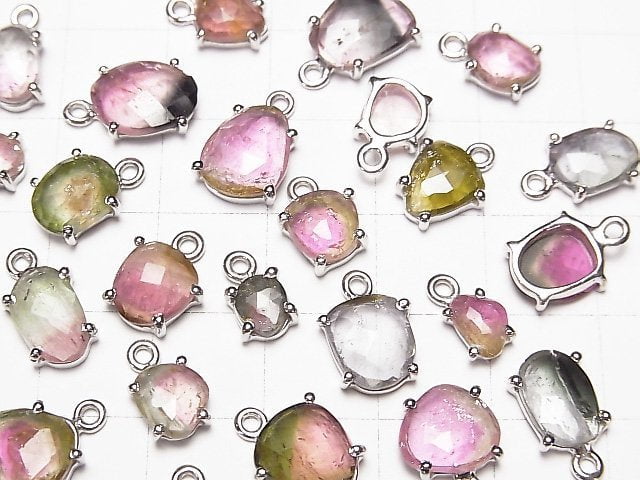 [Video] High Quality Bi-color Tourmaline AAA- Bezel Setting Free Form Cut Silver925 3pcs