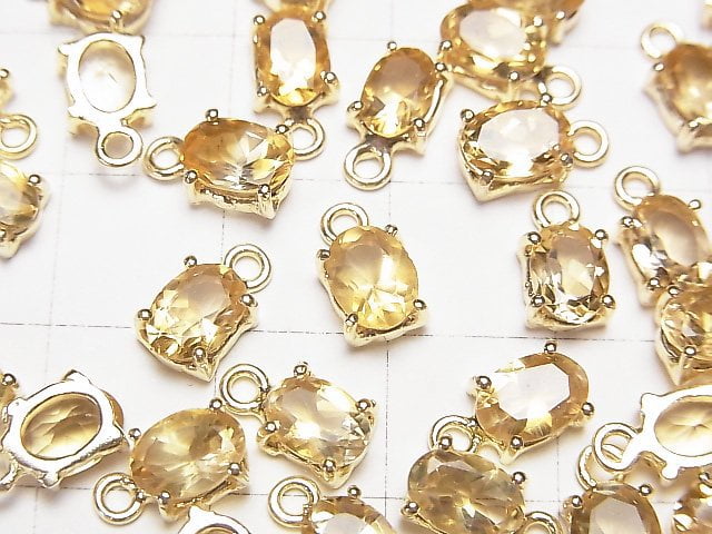 [Video] High Quality Citrine AAA Bezel Setting Oval Faceted 7x5mm 18KGP 2pcs