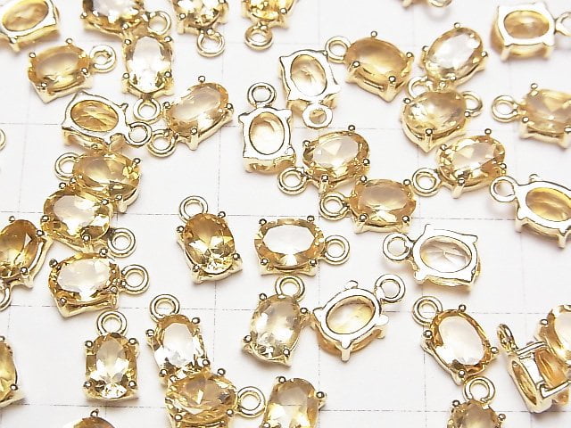 [Video] High Quality Citrine AAA Bezel Setting Oval Faceted 7x5mm 18KGP 2pcs