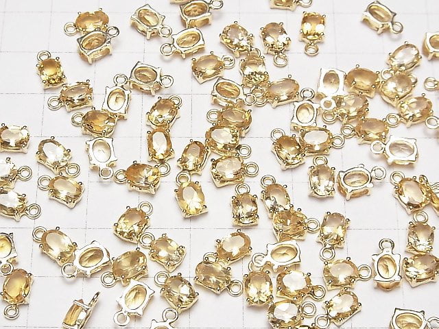 [Video] High Quality Citrine AAA Bezel Setting Oval Faceted 7x5mm 18KGP 2pcs