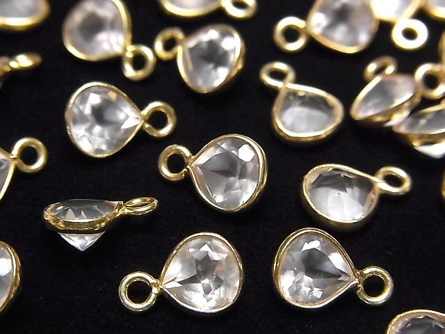 [Video]High Quality Rose Quartz AAA Bezel Setting Chestnut Faceted 7x7mm 18KGP 3pcs
