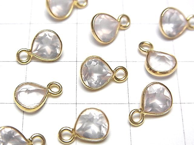 [Video]High Quality Rose Quartz AAA Bezel Setting Chestnut Faceted 7x7mm 18KGP 3pcs