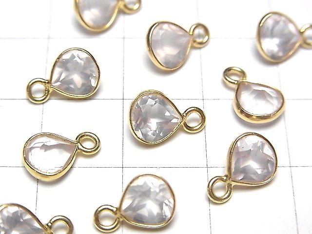 [Video] High Quality Rose Quartz AAA Bezel Setting Chestnut Faceted 7x7mm 18KGP 4pcs