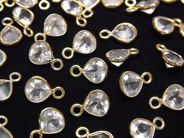 [Video]High Quality Rose Quartz AAA Bezel Setting Chestnut Faceted 7x7mm 18KGP 3pcs