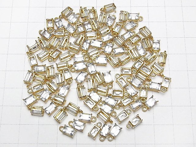 [Video] High Quality Aquamarine AAA Bezel Setting Rectangle Faceted 6x4mm 18KGP 2pcs