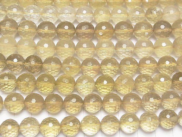 [Video] Lemon Quartz AA++ 128Faceted Round 12mm half or 1strand beads (aprx.15inch / 37cm)