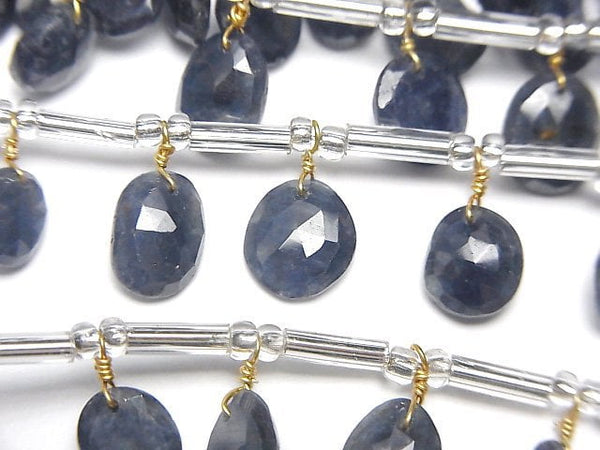 [Video] High Quality Blue Sapphire AAA- Free Form Single Sided Rose Cut 1strand (18pcs)