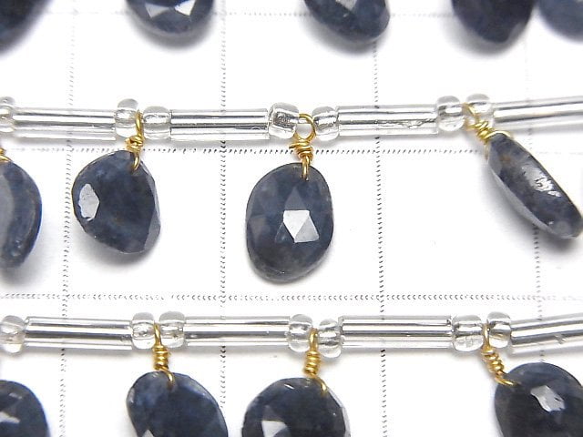 [Video] High Quality Blue Sapphire AAA- Free Form Single Sided Rose Cut 1strand (18pcs)