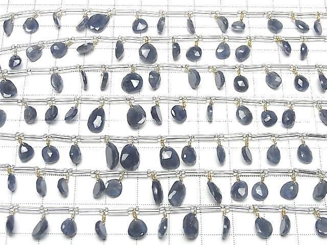 [Video] High Quality Blue Sapphire AAA - Freeform Single-Sided Rose Cut 1 Strand (17pcs)